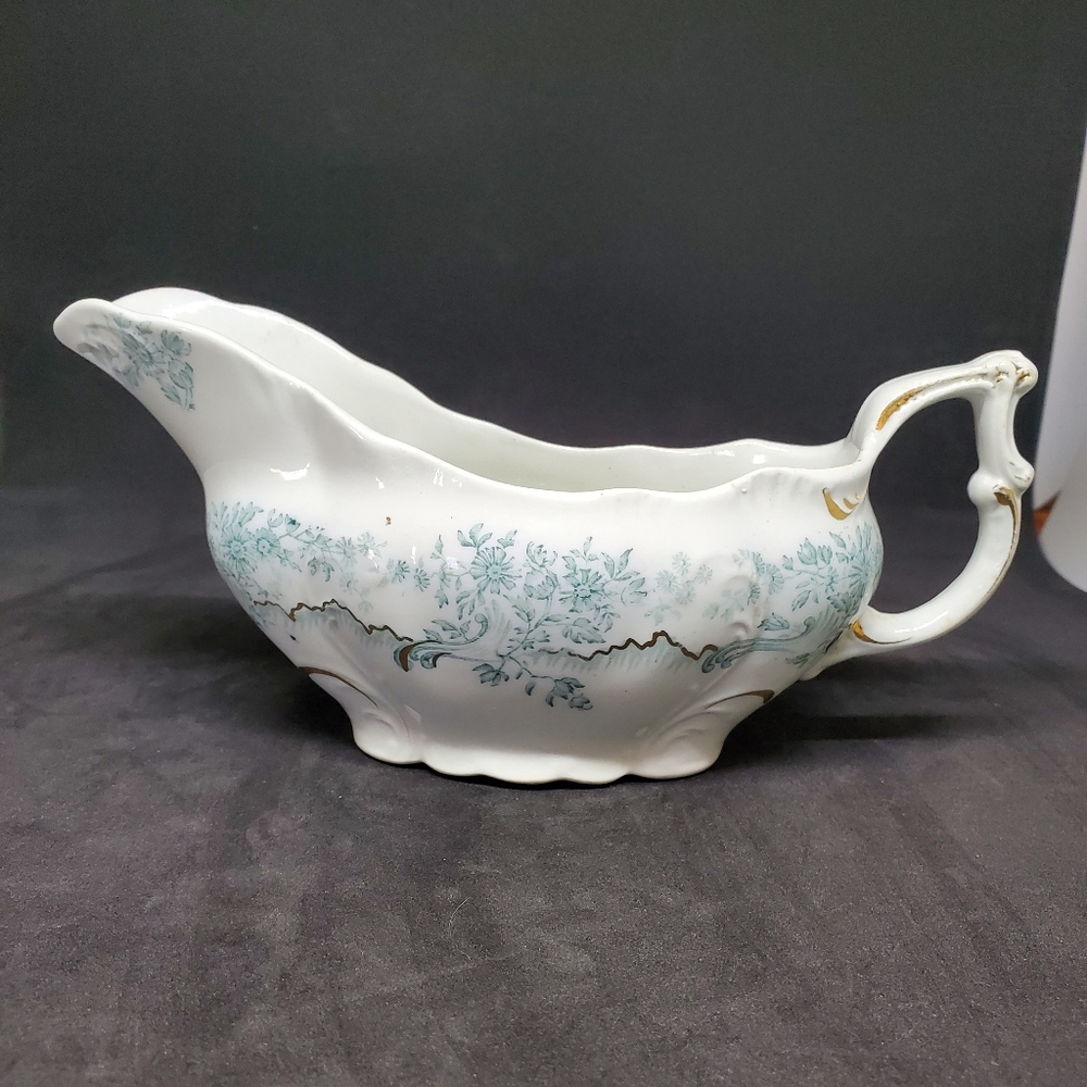 Antique W.H. Grindley & Co. Antique Green Gravy Boat